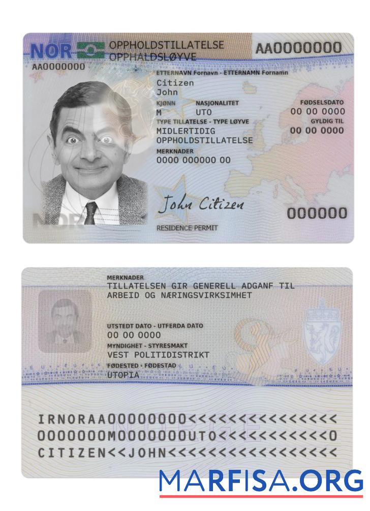 Downloadable Norway residence permit template